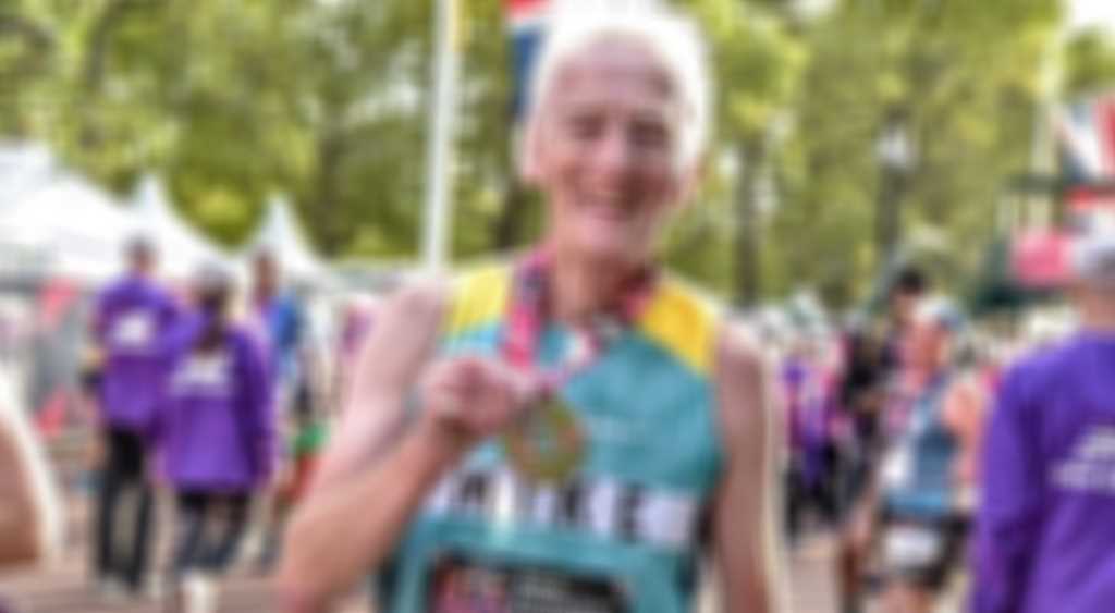 Mike Barnes With London Marathon Medal2000 blurred out